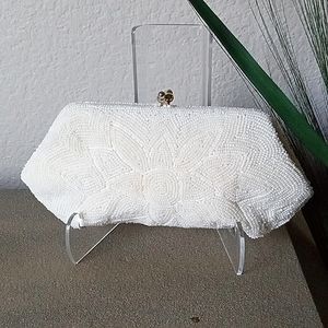 Vintage 1960's Made in Japan Hand Made Dalill Micro Seed Bead Clutch Purse.
